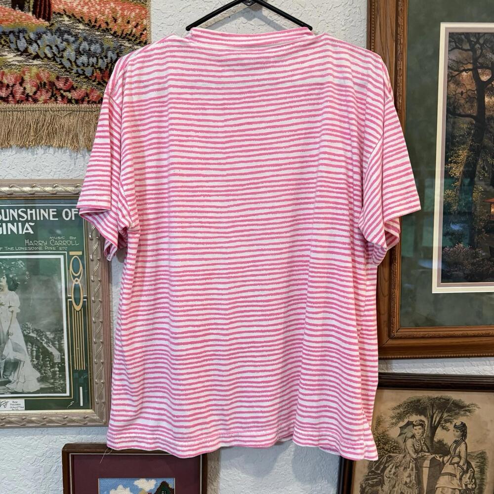 Vintage 80s Wilson Sports Striped Pink And White Surfing‎ Shirt Size Large - Picture 4 of 5
